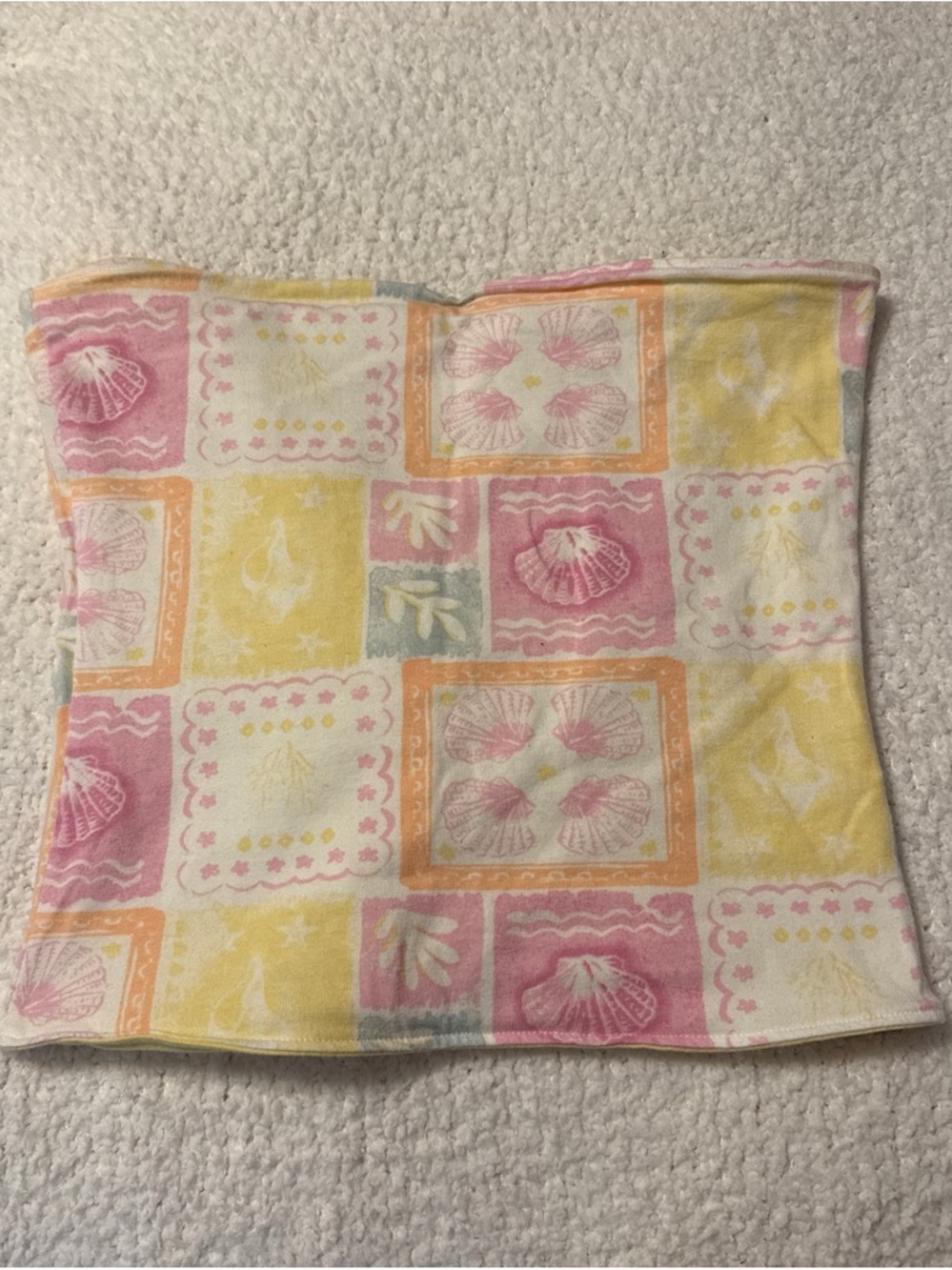 Hollister Pastel Shell-Print Tube Crop Top in Pink, Yellow & Orange